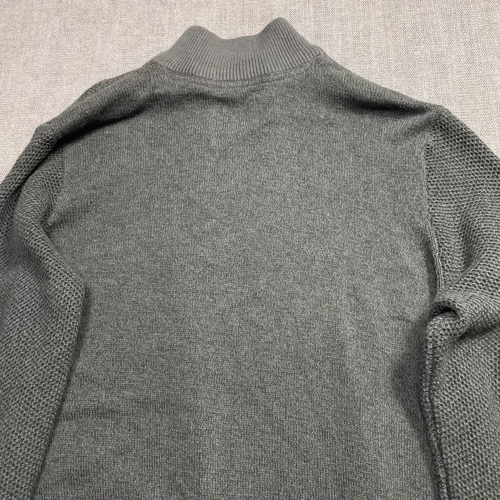 Ben Sherman Mens Canopy Green Open Knit Mock Neck Quarter Zip Sweater BS34SR031